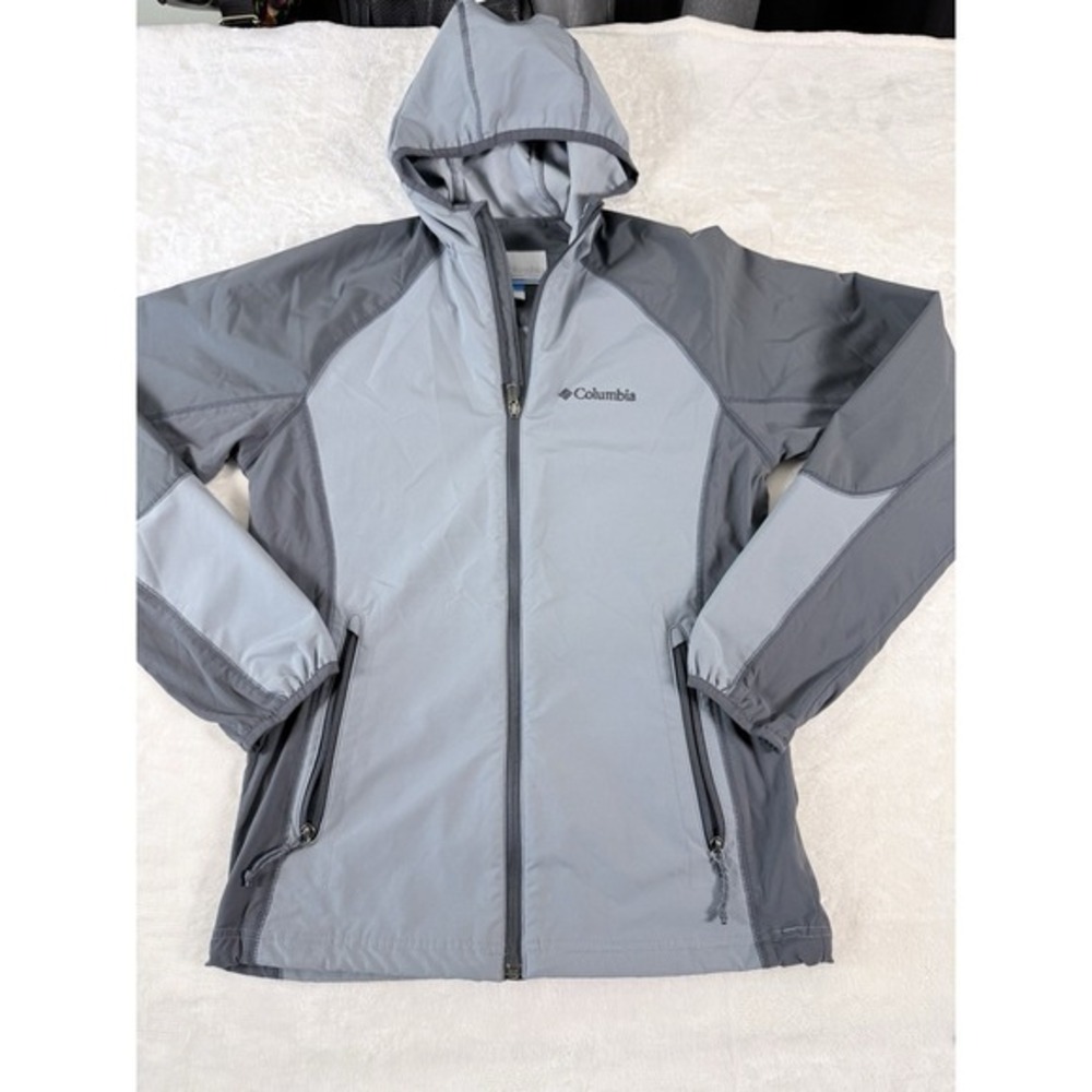 Columbia Women's Small Gray Hooded Softshell Jacket Full Zip Lightweight